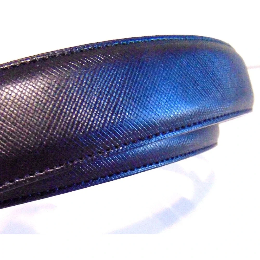 Men's Belt Black Size 42 Textured Bonded Leather Silver Buckle Perry Ellis